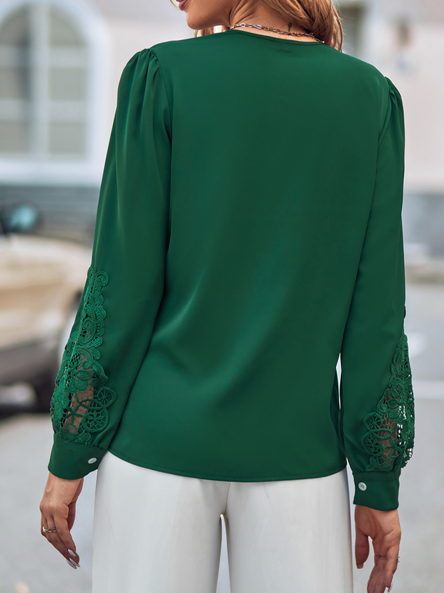 Loose V Neck Casual Plain Shirt