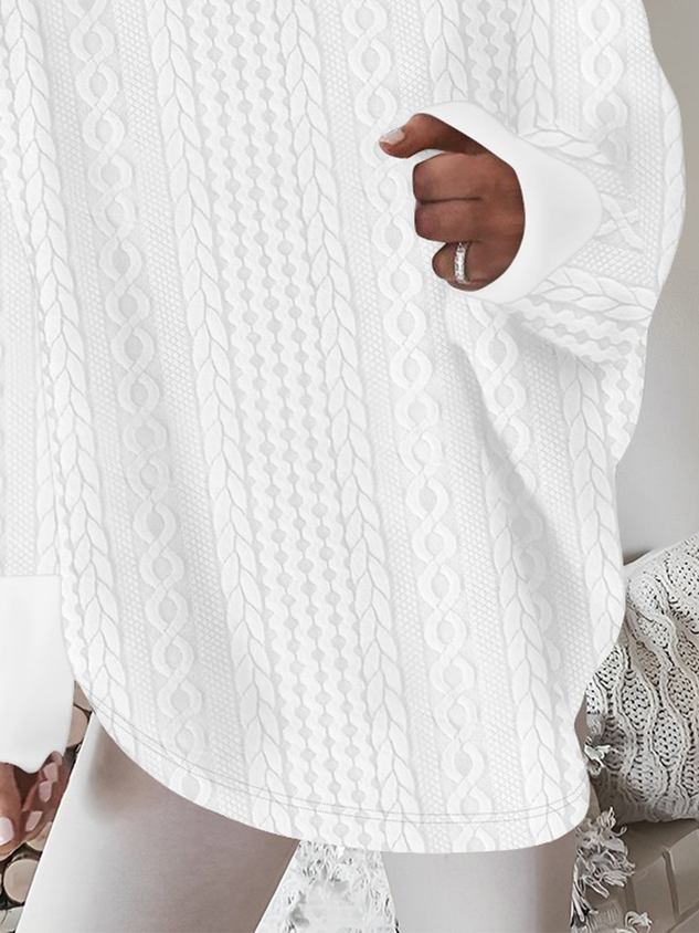 Cotton-Blend Casual Cold Shoulder Loose Shirt