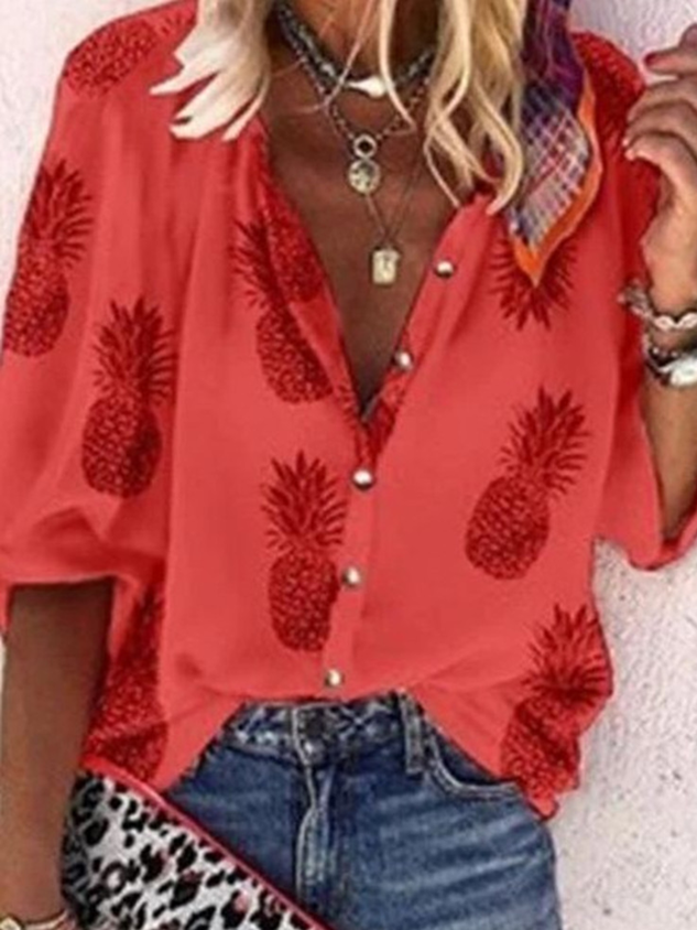 White V Neck Casual Long Sleeve Blouse