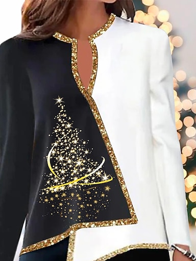 Knitted Christmas V Neck Casual Shirt