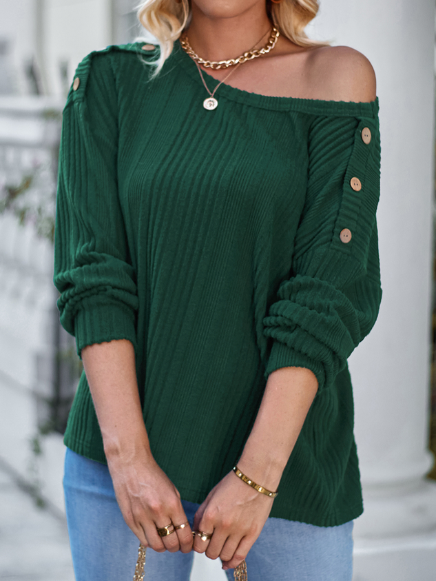 Crew Neck Loose Plain Casual Shirt