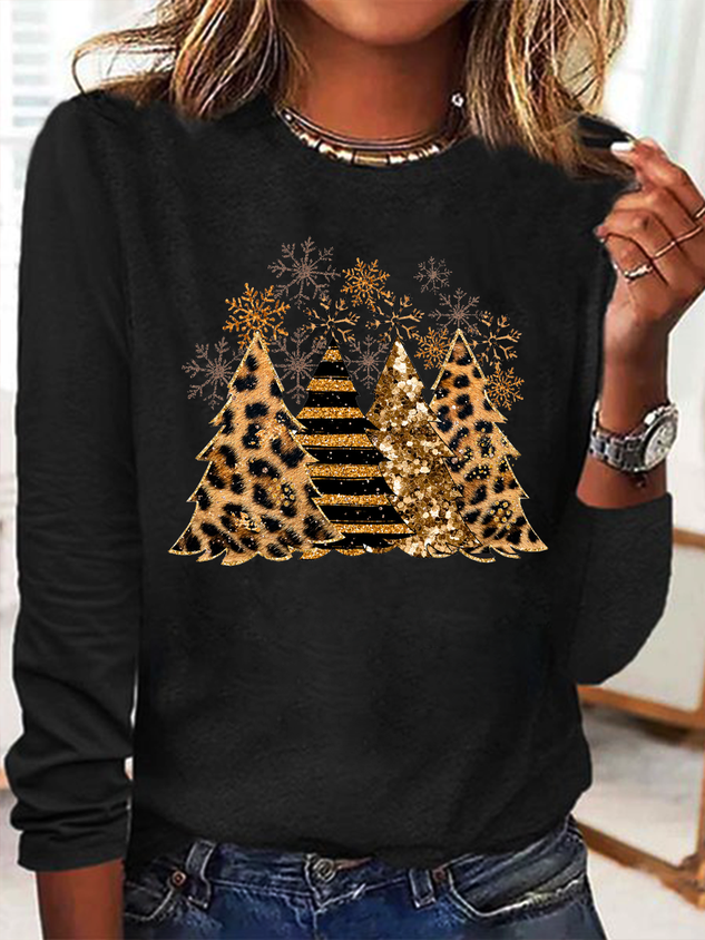 Regular Fit Christmas Tree Casual Cotton-Blend Shirt