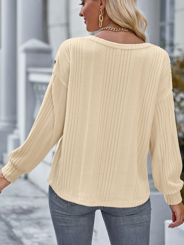 Crew Neck Loose Plain Casual Shirt