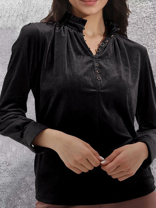 Plain Casual Half Open Collar Regular Fit Shirt