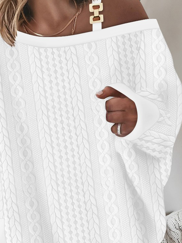 Cotton-Blend Casual Cold Shoulder Loose Shirt