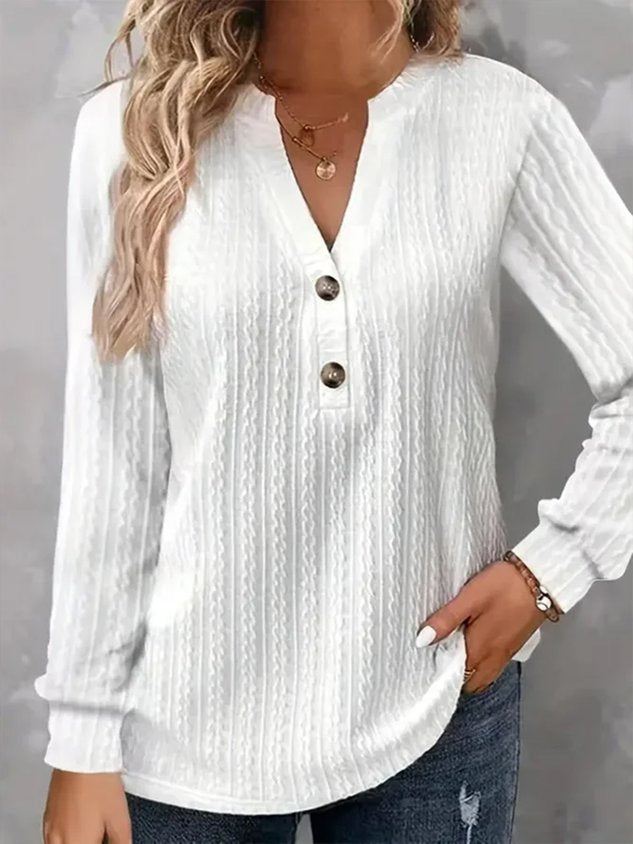 Notched Loose Casual Buttoned Shirt