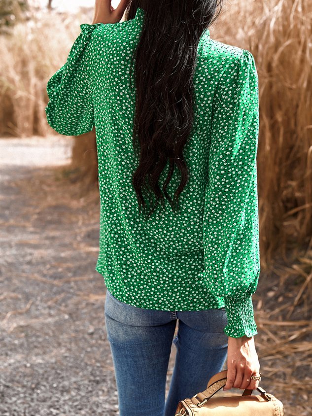 Loose Crew Neck Casual Floral Shirt