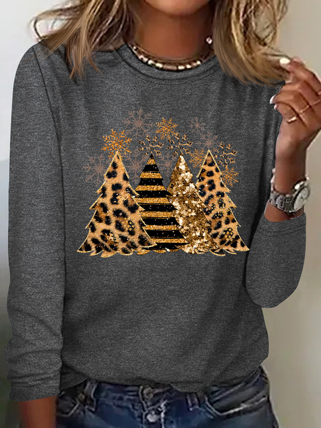 Regular Fit Christmas Tree Casual Cotton-Blend Shirt