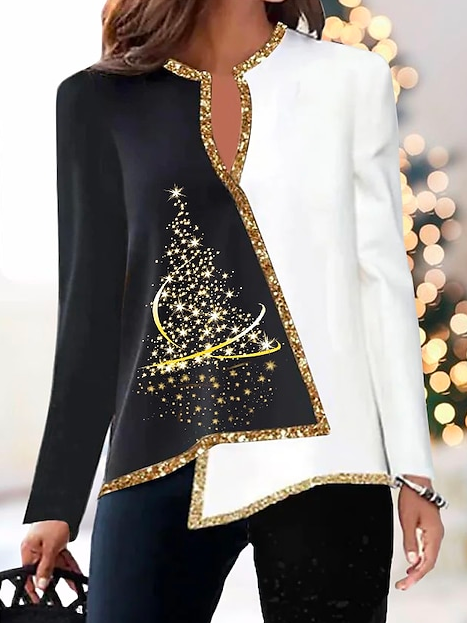 Knitted Christmas V Neck Casual Shirt