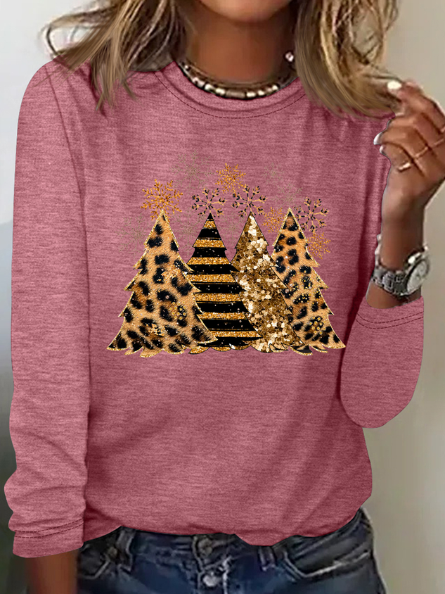 Regular Fit Christmas Tree Casual Cotton-Blend Shirt