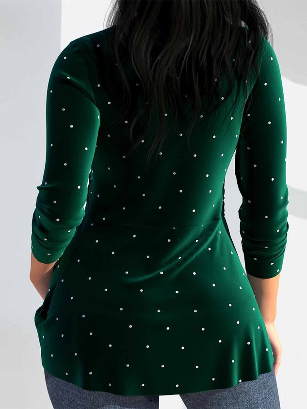 Polka Dots Cross Neck Elegant Shirt
