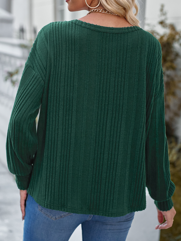 Crew Neck Loose Plain Casual Shirt