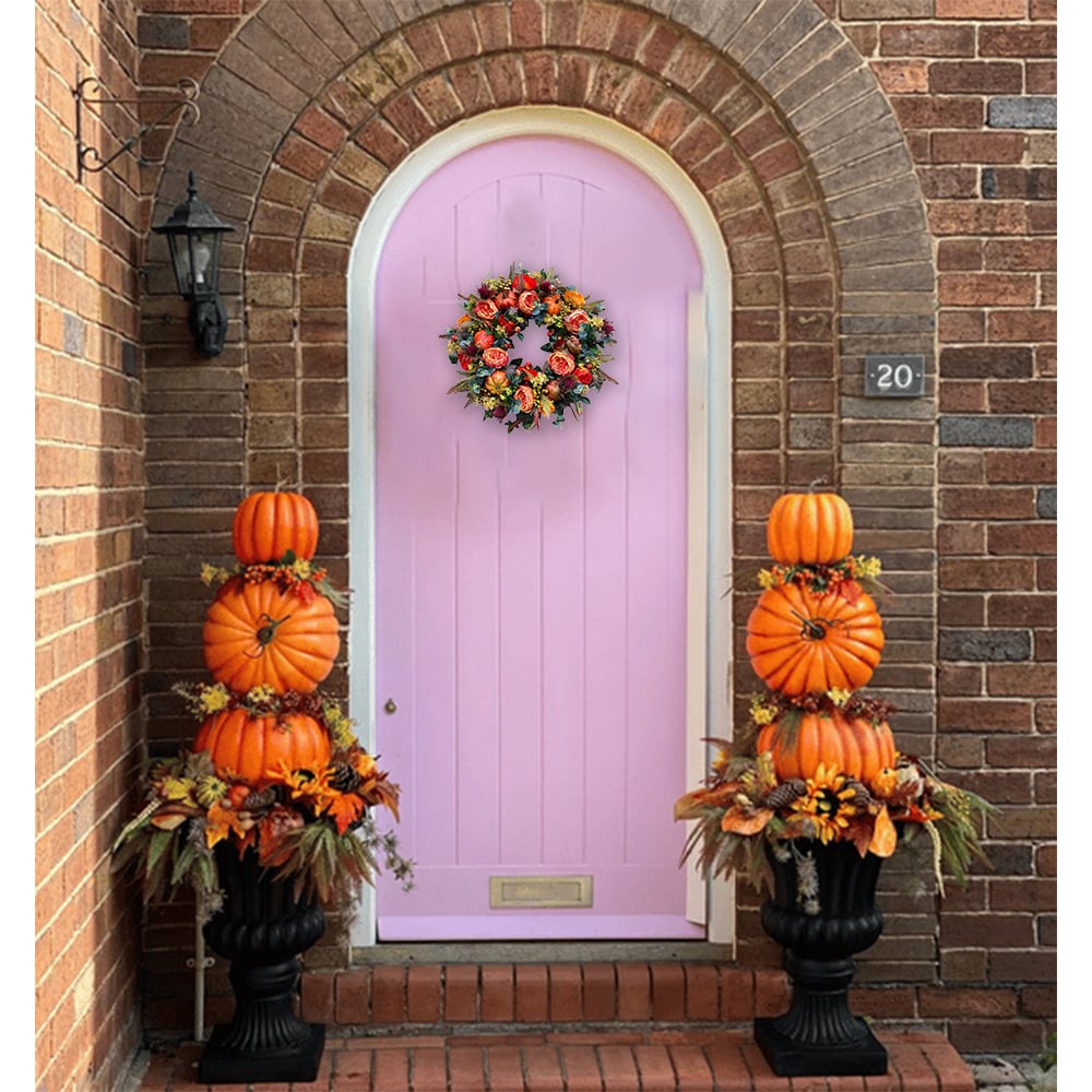 💖Fall Peony And Pumpkin Wreath - Year Round Wreath