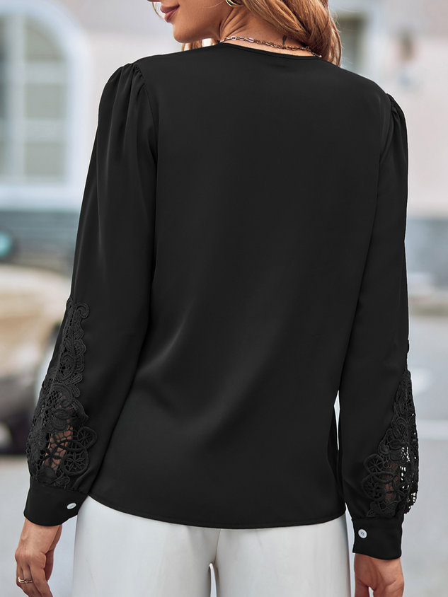 Loose V Neck Casual Plain Shirt