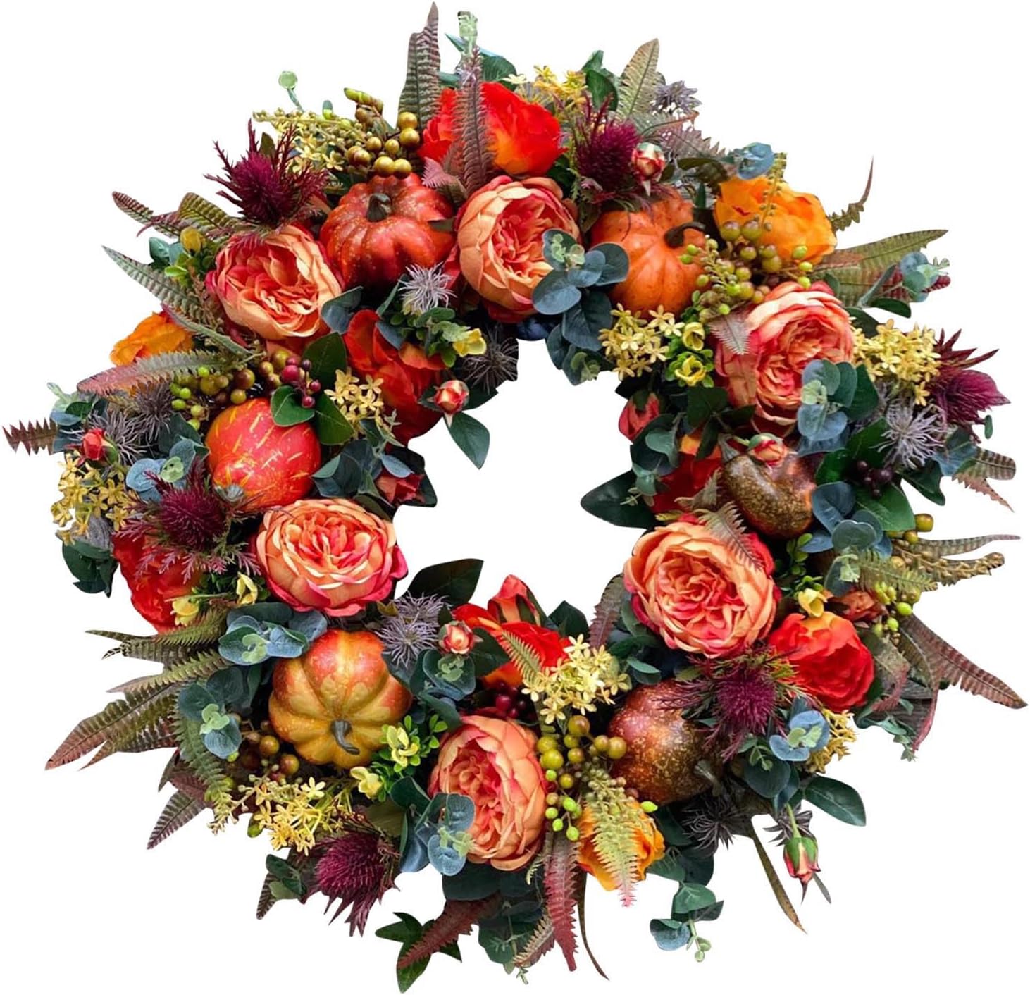 💖Fall Peony And Pumpkin Wreath - Year Round Wreath