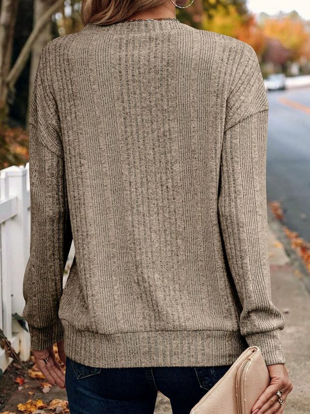 Buckle V Neck Plain Casual Shirt