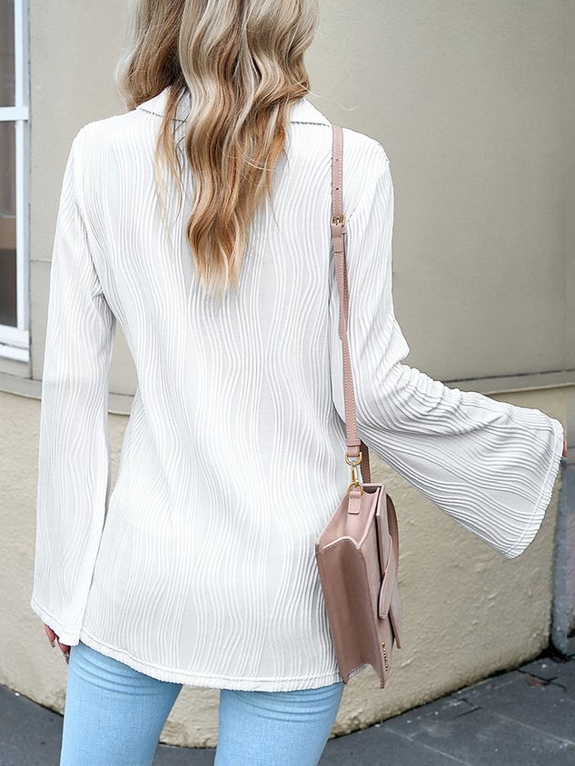 Loose Shirt Collar Casual Plain Blouse